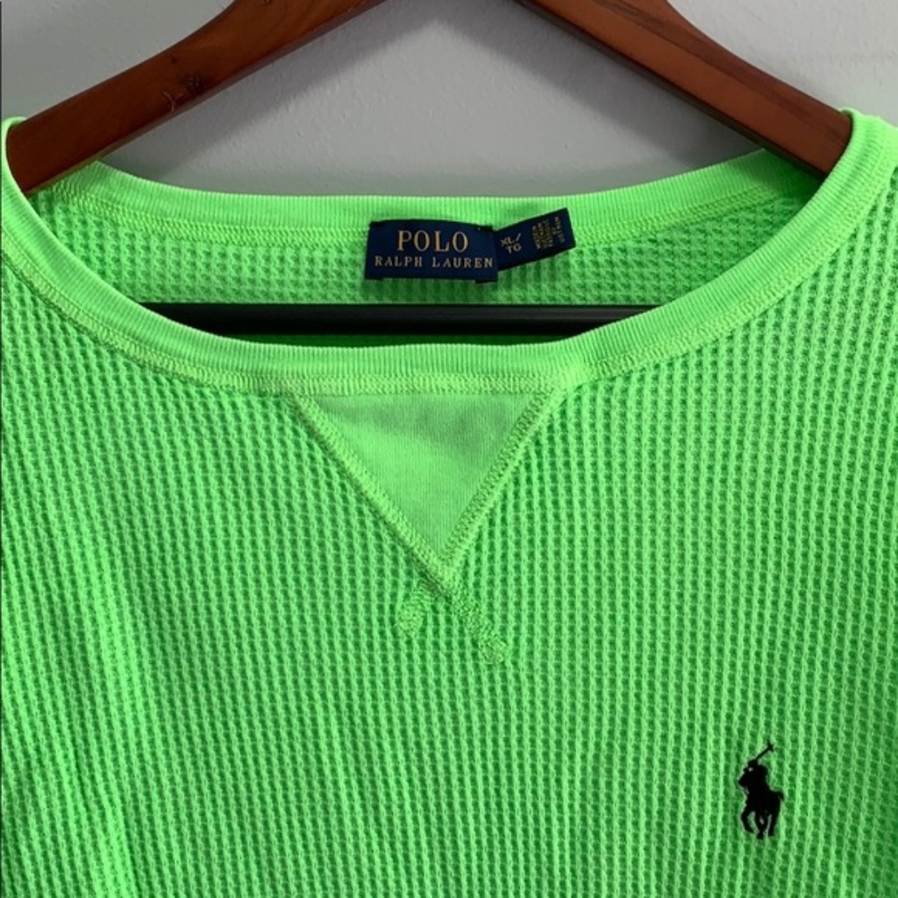 Neon Green Waffle Long Sleeve Shirt